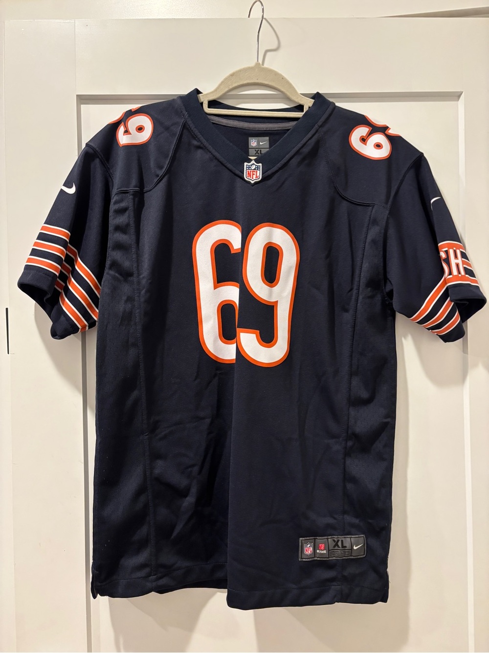 NFL Chicago Bears Navy Blue and Orange #69 Jersey